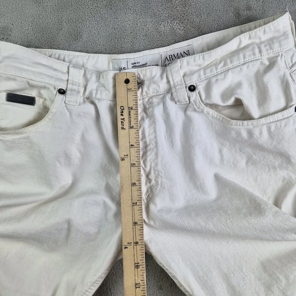 Armani Collezioni Jeans White Denim Slim Fit Stretch Straight Leg  J15 Luxury
